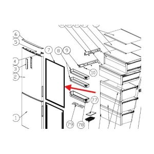 Original rubber seal for the upper door for the Air refrigerator 60841554A
